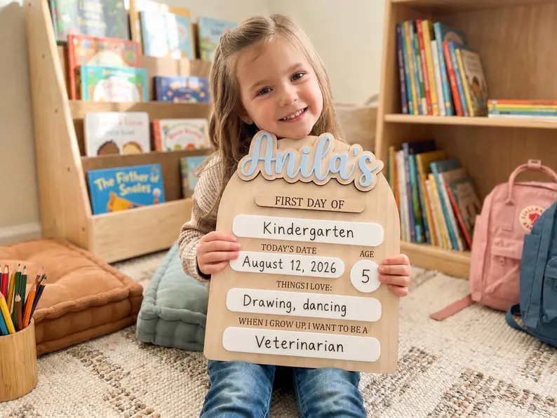 Personalized Kindergarten First Day Sign, 1st Grade Back to School Sign, Custom Name School Board... | Etsy (Global)