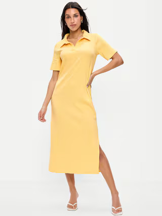 Short-Sleeve Polo Midi Dress | Old Navy (US)