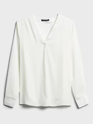 Drapey V-Neck Blouse | Banana Republic Factory