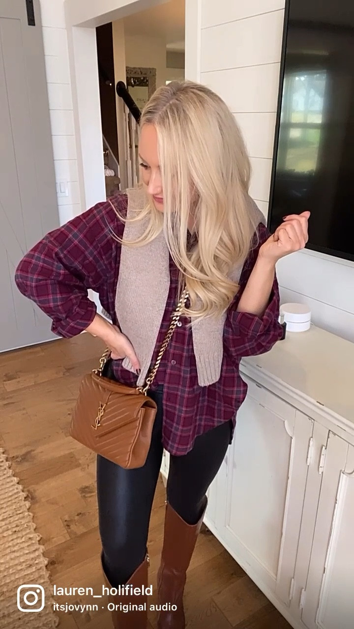 Day 4 of my 30 Days of Outfits series. My top is from RedDress Boutique and it’s very oversized. Wearing a small. The spanx faux leather leggings are a medium. Boots run TTS. And the Amazon sweater runs TTS. Mac lipstick is in shade Syrup. Earrings are amazon.

#LTKshoecrush #LTKstyletip #LTKunder100