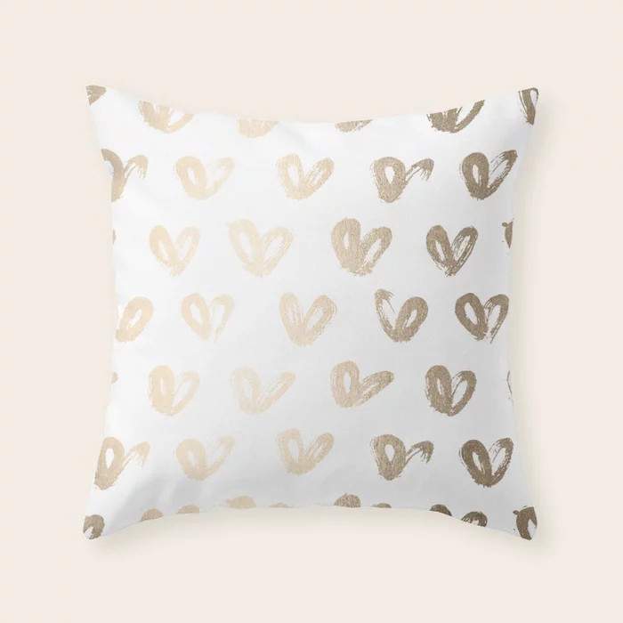 Luxe Gold Hearts on White Throw Pillow | Society6