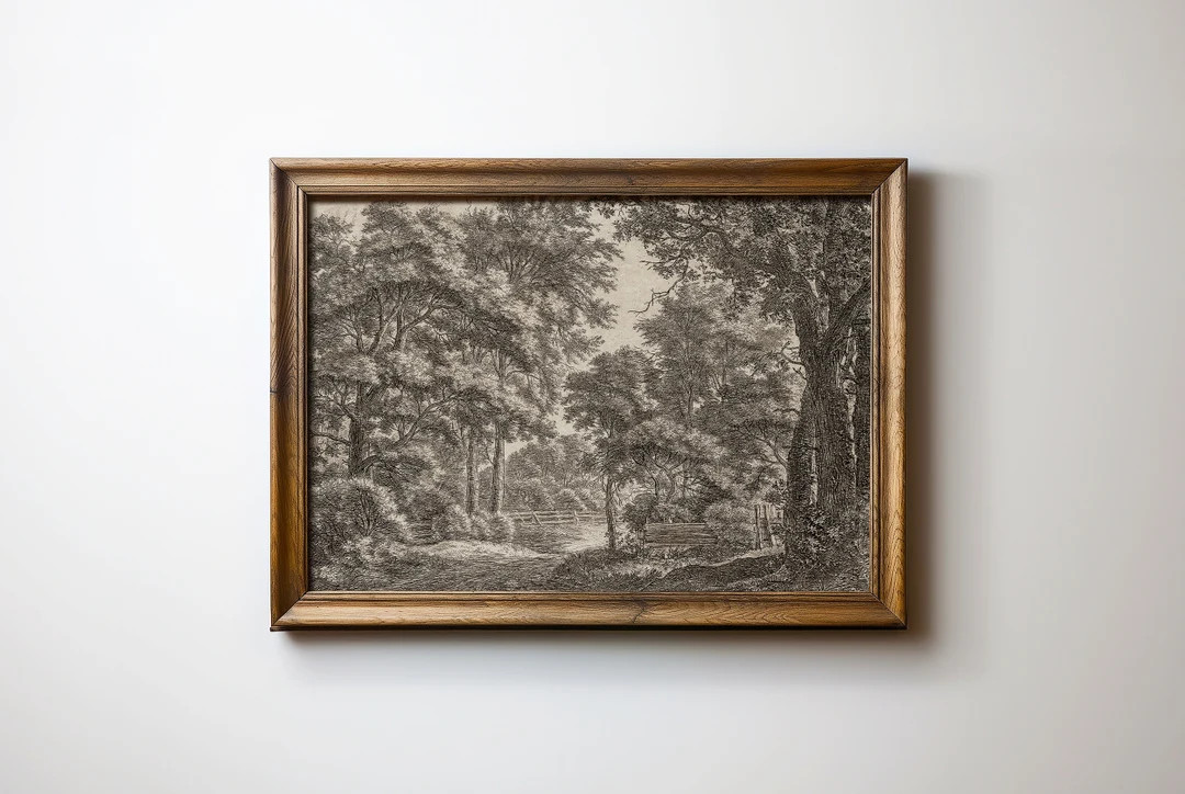 Fall Decor Vintage Landscape Sketch Neutral Wall Art | Downloadable Art Gallery Wall Prints | Cot... | Etsy (US)