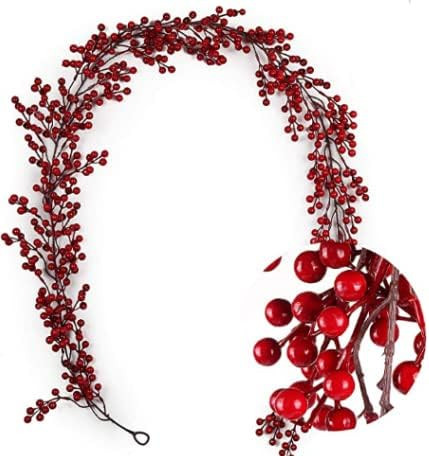 RECUTMS Red Berry Christmas Garland, 6FT Artificial Flexible Burgundy Red Pip Berry Garland for I... | Amazon (CA)