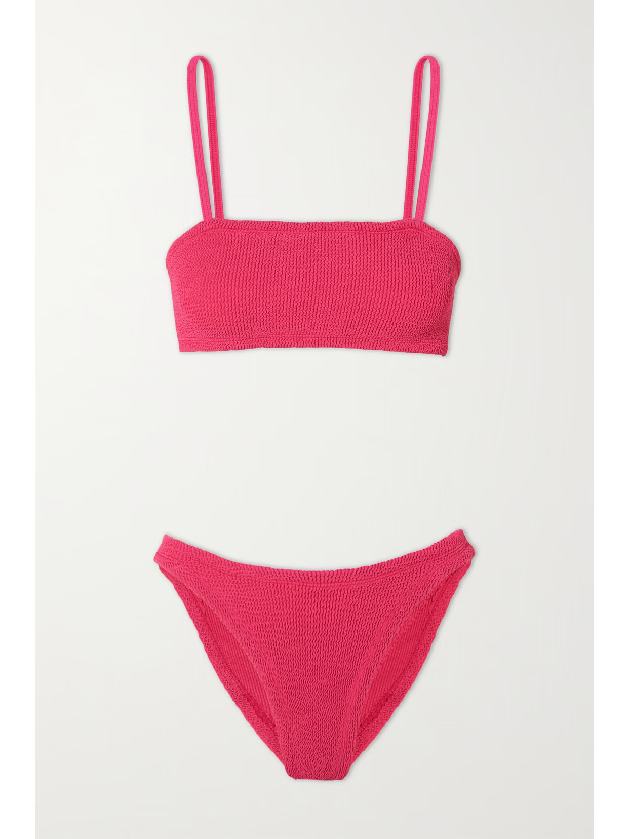 Hunza G - + Net Sustain Gigi Seersucker Bikini - Pink | NET-A-PORTER (US)