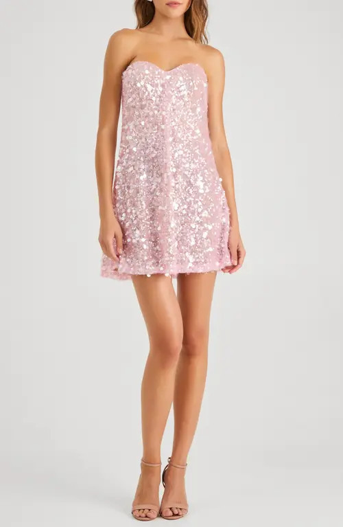 HELSI Mimi Sequin Strapless Minidress in Baby Pink at Nordstrom, Size X-Large | Nordstrom