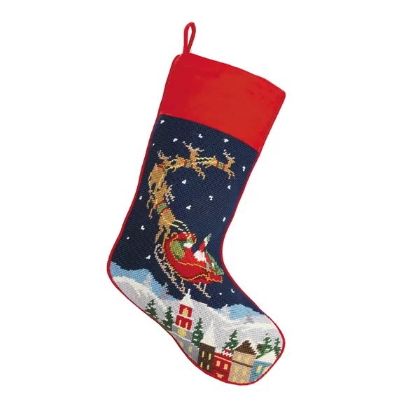 Casteel Santa and Reindeers Needlepoint Stocking | Wayfair North America