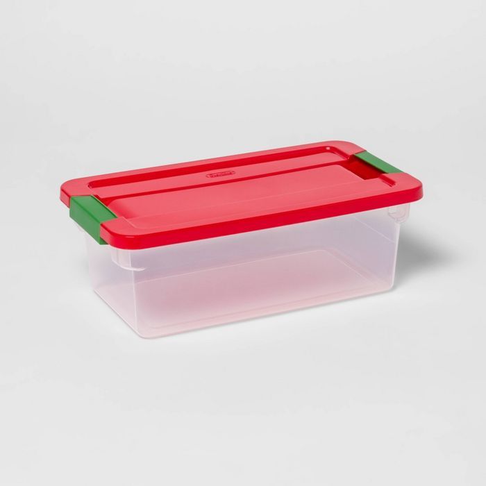 6qt Clear Latching Storage Box Red Lid and Green Latch - Wondershop™ | Target