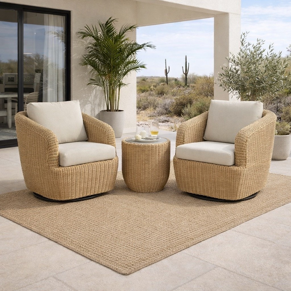 This patio setup instantly makes your outdoor space look expensive ✨ These Amazon swivel chairs are one of my favorite finds — comfy, neutral, and perfect for creating a cozy conversation corner. 

Shop the space below !

#LTKU #LTKSeasonal #LTKHome