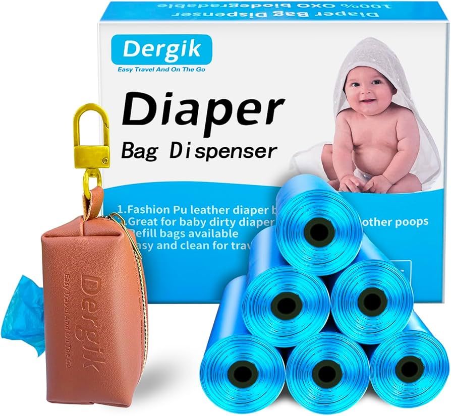 Dergik Diaper Bag Dispenser with 105 Disposable Diaper Sacks (7 Pack Diaper Bags Refill) for Baby... | Amazon (US)