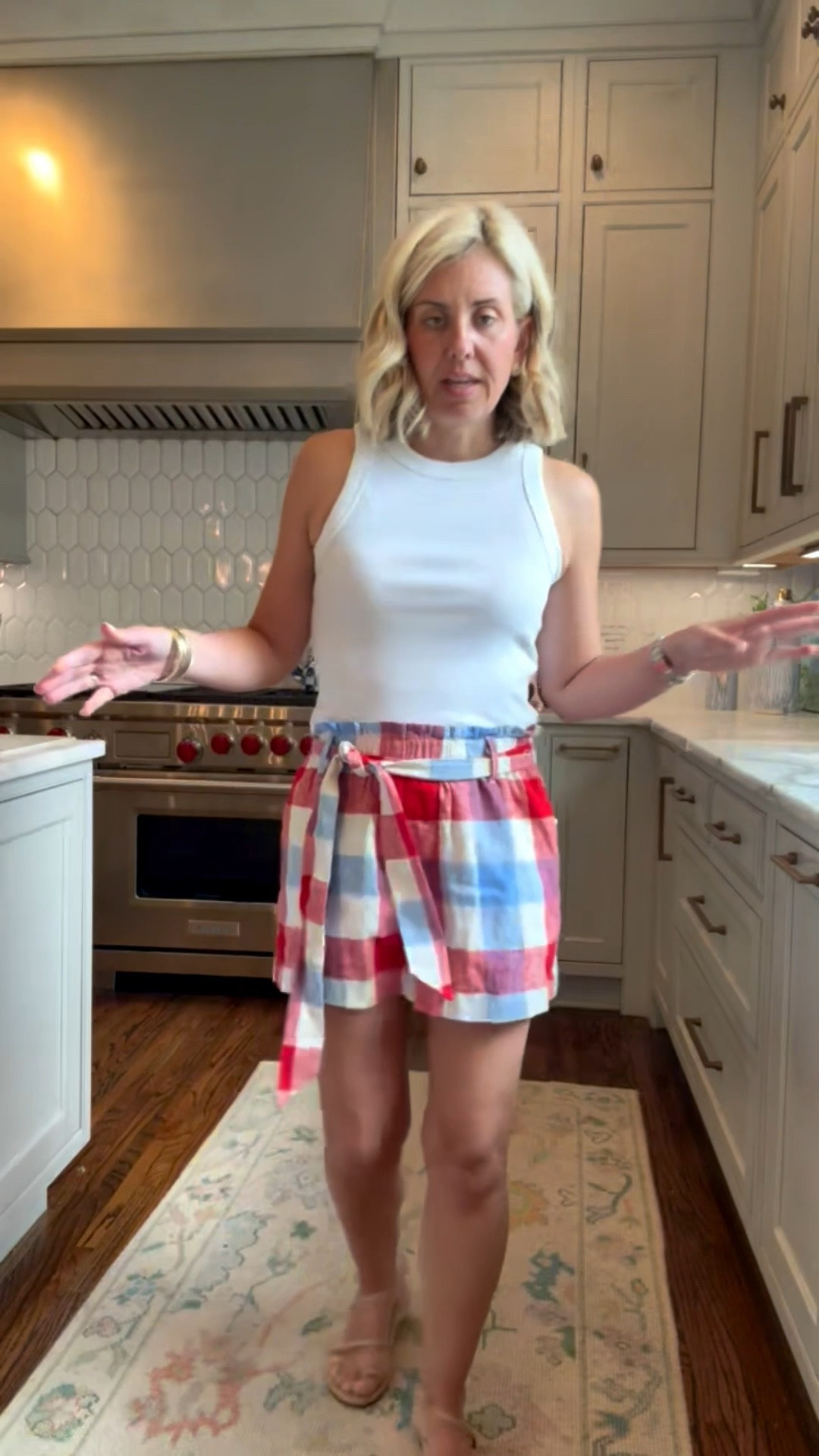 Sale Alert shorts now $19.60…….The perfect shorts from tar-jay! Y’all have seen me style these with a chambray top before & these are a huge YES! 
Tank - medium petite
Shorts - small
Sandal - 8 tts 

* Use code SUMMER for 30% off my bangles