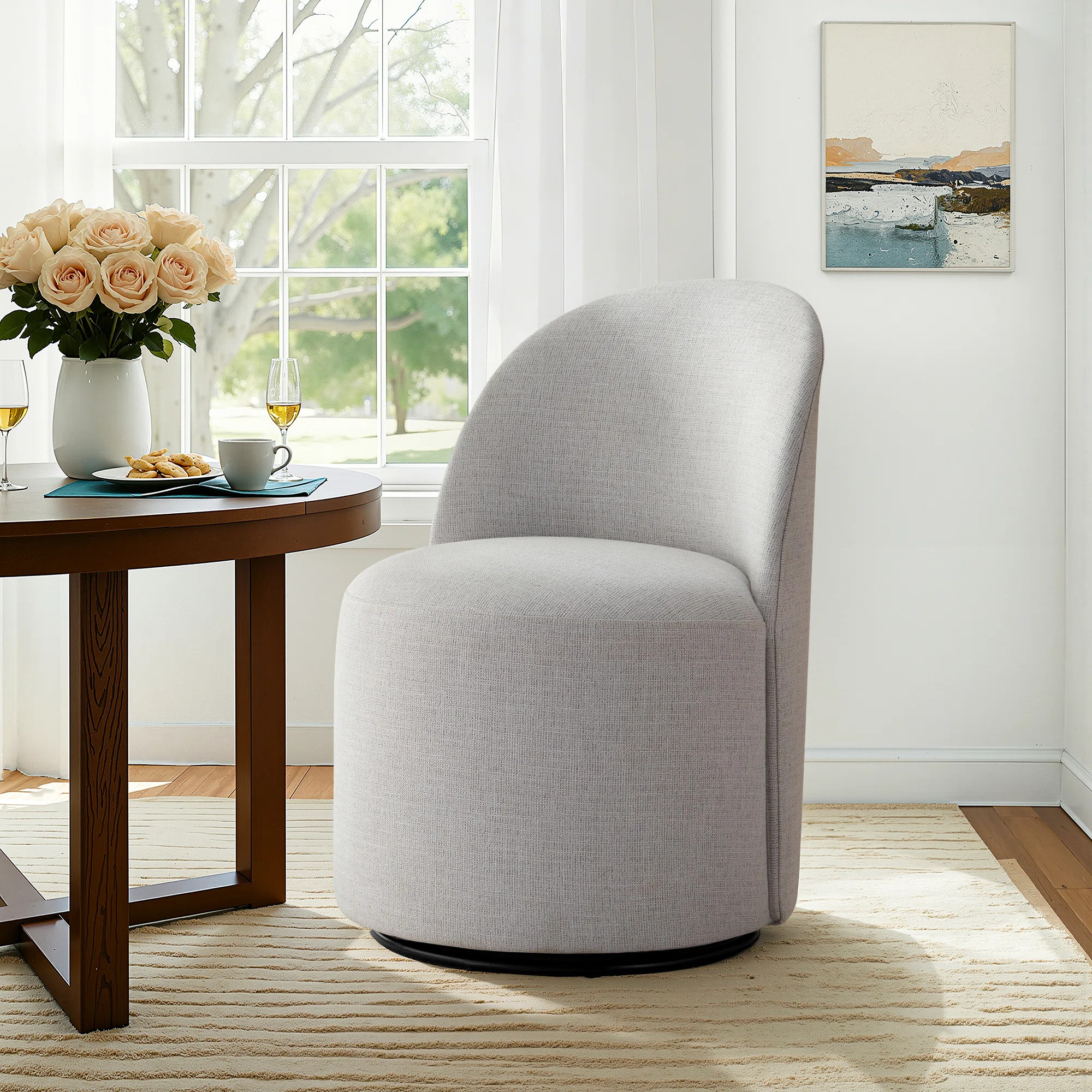 Upholstered Fully Assembled Swivel Dining Chairs | Wayfair North America