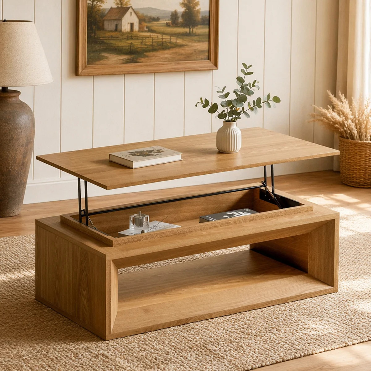 43.3'' Lift-top Coffee Table Solid Wood Veneered Modern Coffee Table Accent Tea Table with Storag... | Wayfair North America