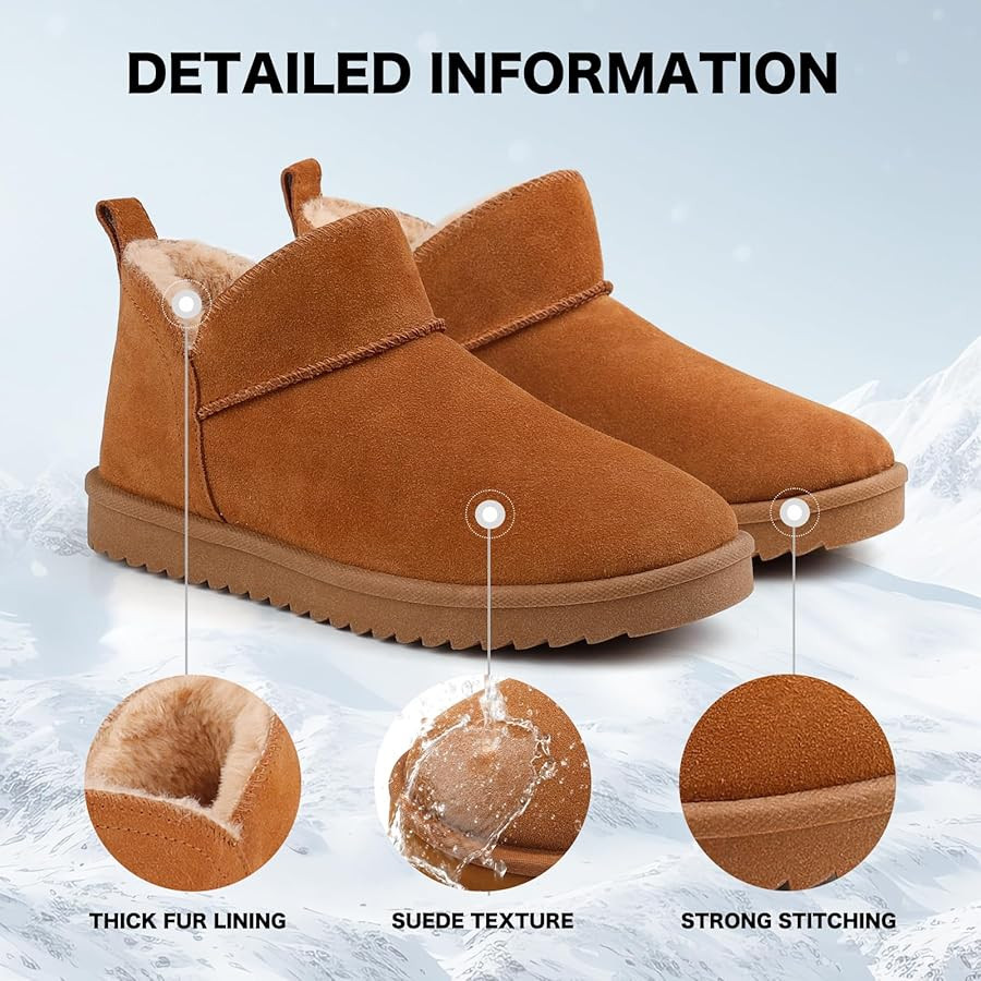 BCTEX COLL Women's Winter Snow Mini Boots Classic Faux Fur Lined Warm Short Slip On Ankle Boots G... | Amazon (US)