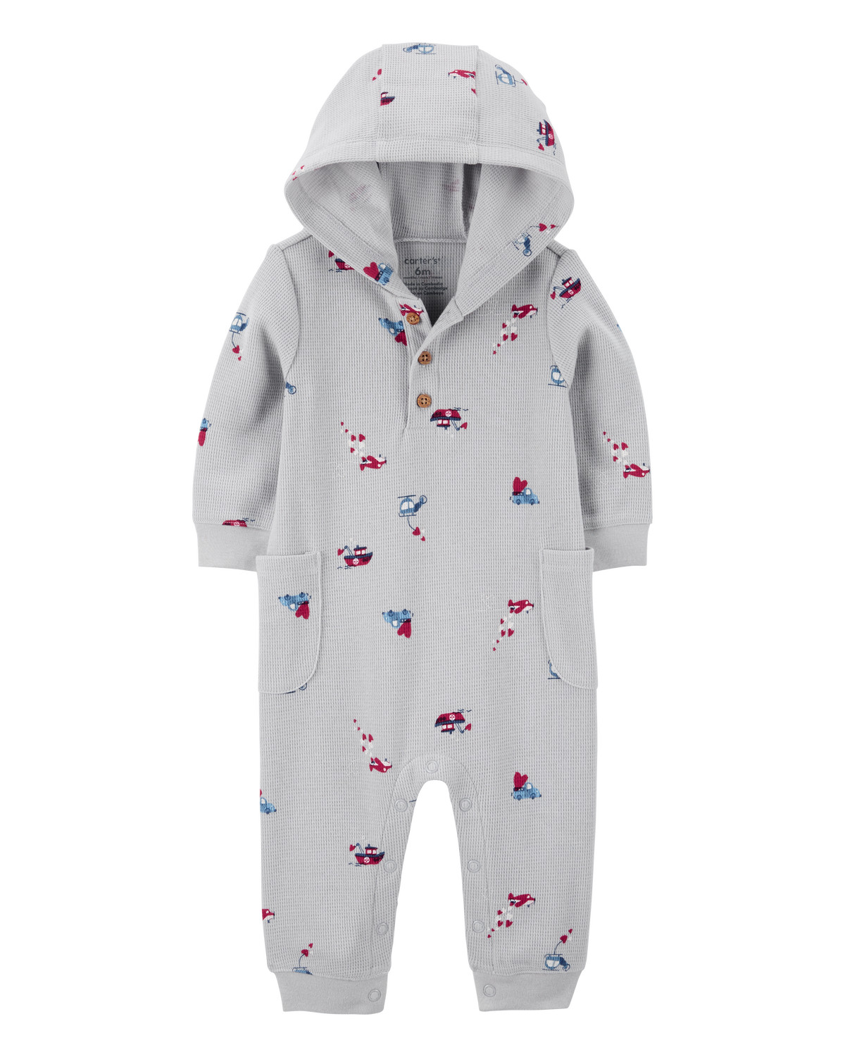 Baby Boat Print Thermal Jumpsuit - Grey | Carter's Inc