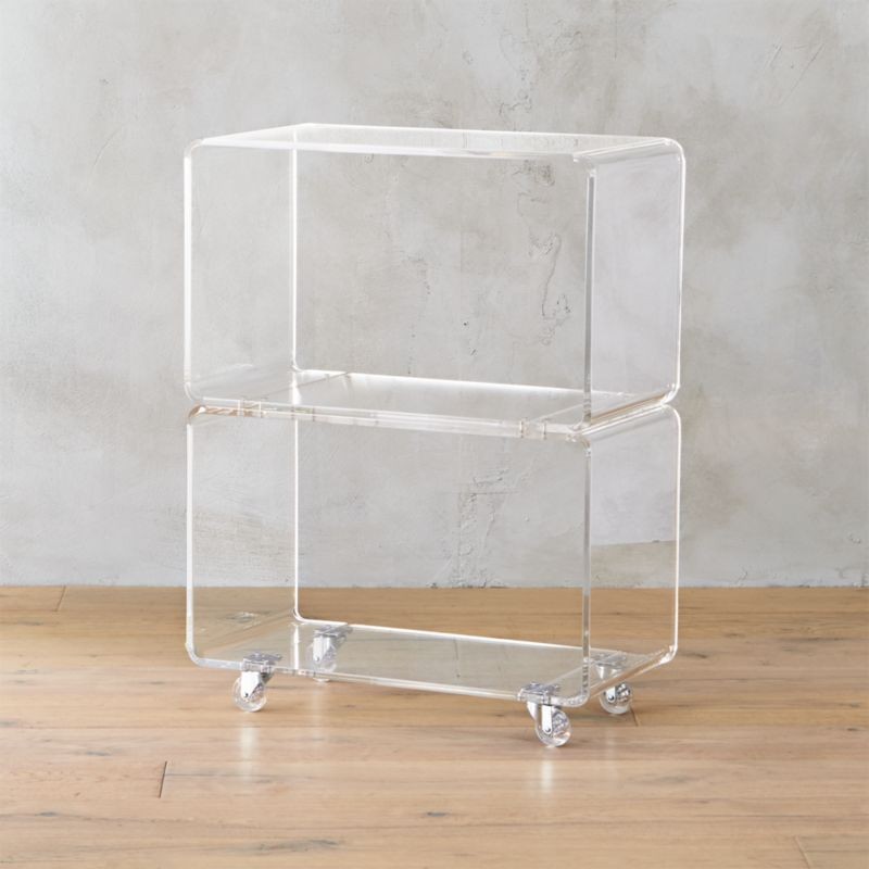Peekaboo Acrylic Rolling Two Shelf + Reviews | CB2 | CB2