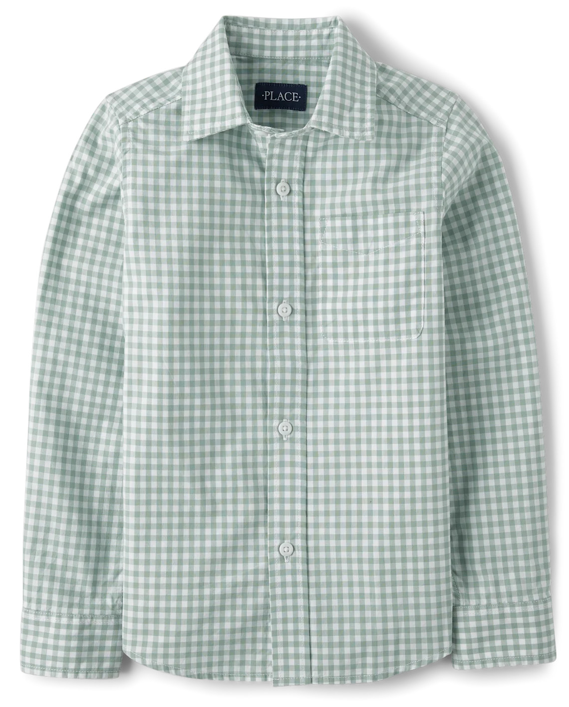 Boys Dad And Me Gingham Poplin Button Up Shirt - green | The Children's Place