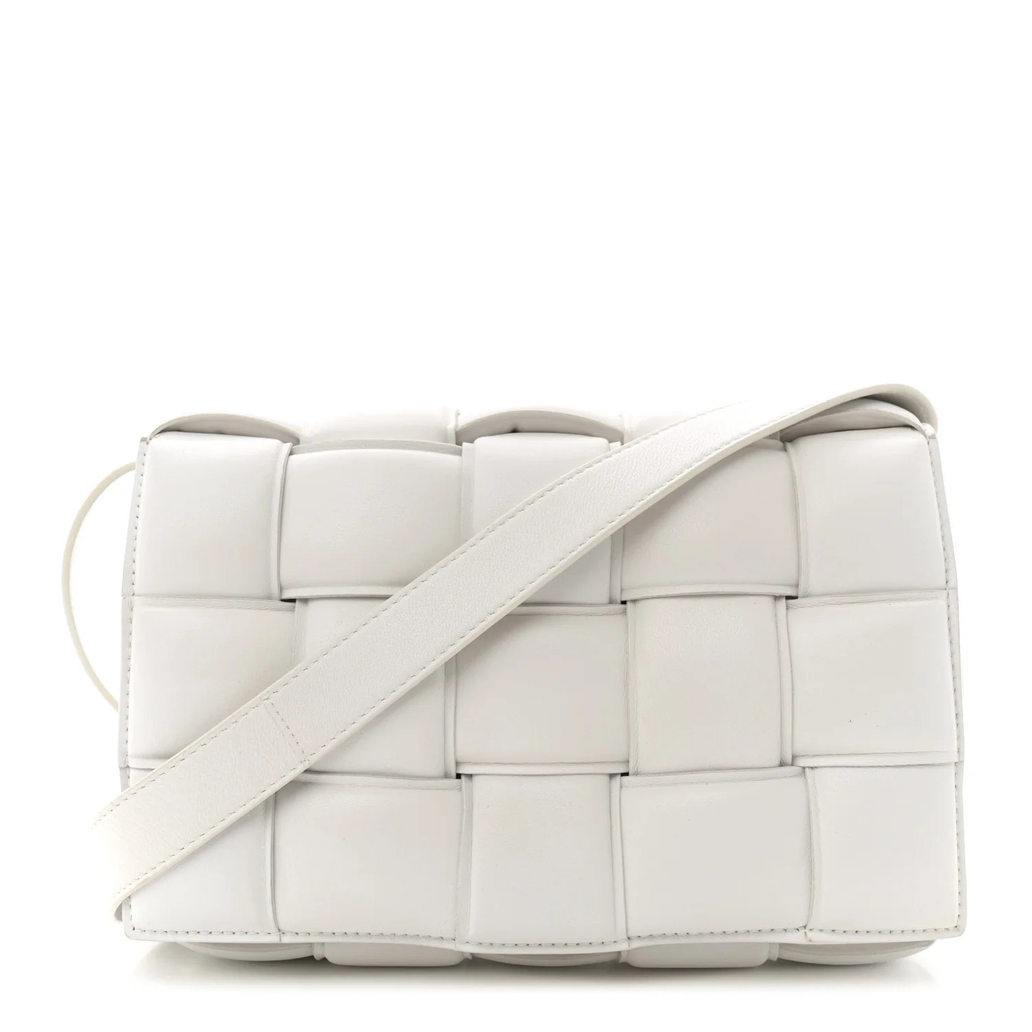 Nappa Maxi Intreccio Padded Cassette Crossbody Bag Chalk | FASHIONPHILE (US)