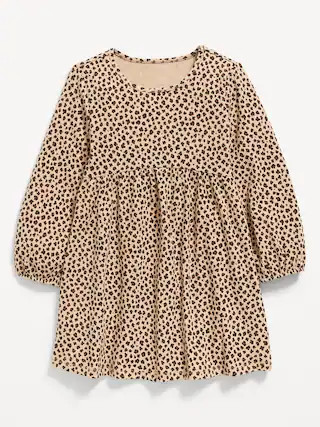 Printed Long-Sleeve Ribbed Dress for Toddler Girls | Old Navy (US)