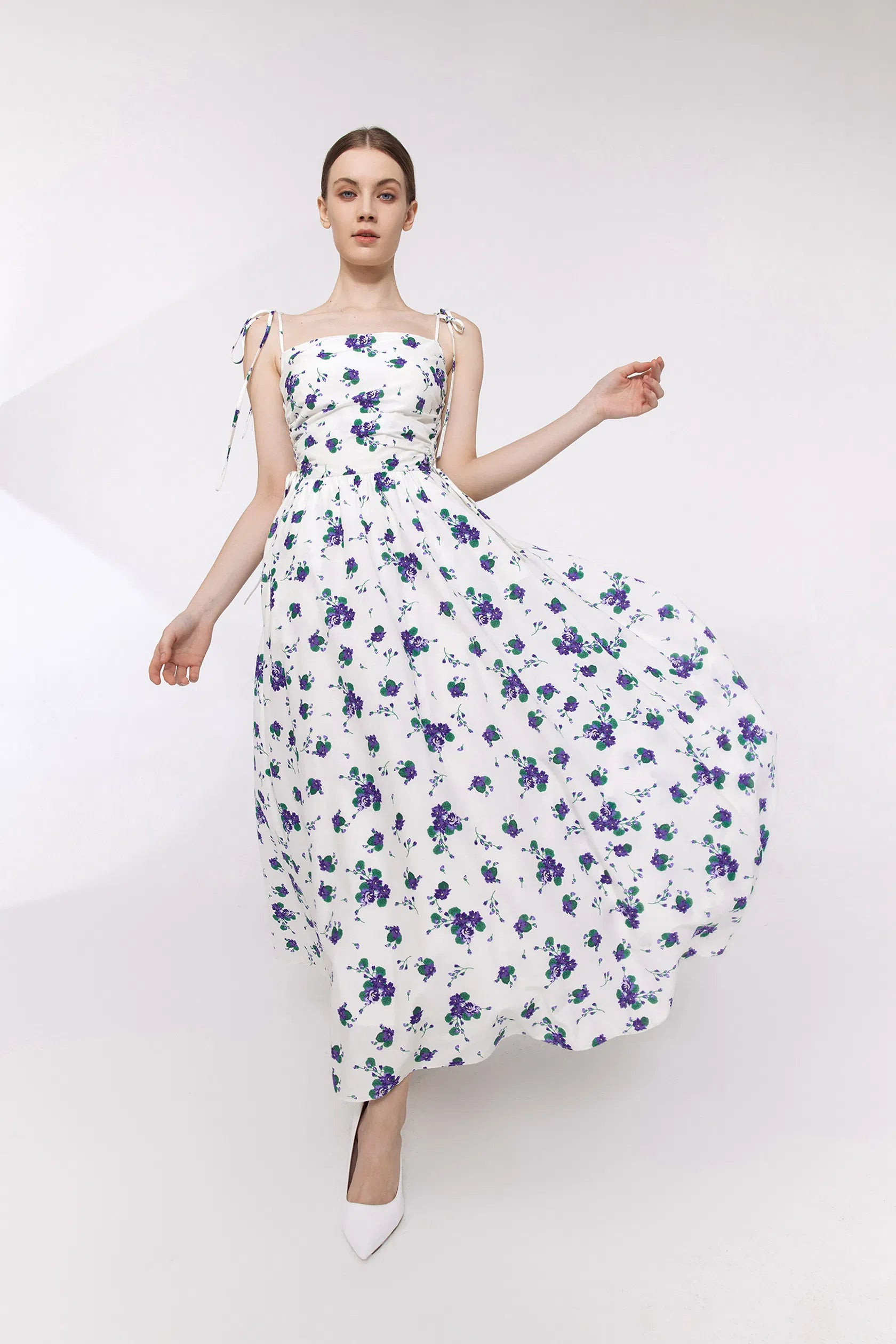 Lottie Floral Print Dress in Silk Cotton Blend | Fabrique