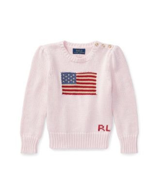 Polo Ralph Lauren Toddler and Little Girls Flag Crewneck Sweater - Macy's | Macy's