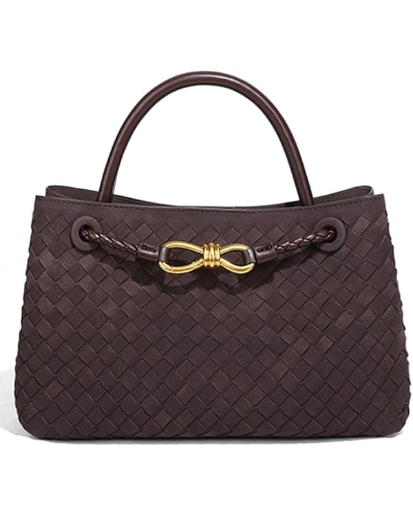 Suede Woven Tote Bag for Women Retro Woven Bag Handbag Bow Shoulder Satchel Suede Crossbody Purse... | Amazon (US)