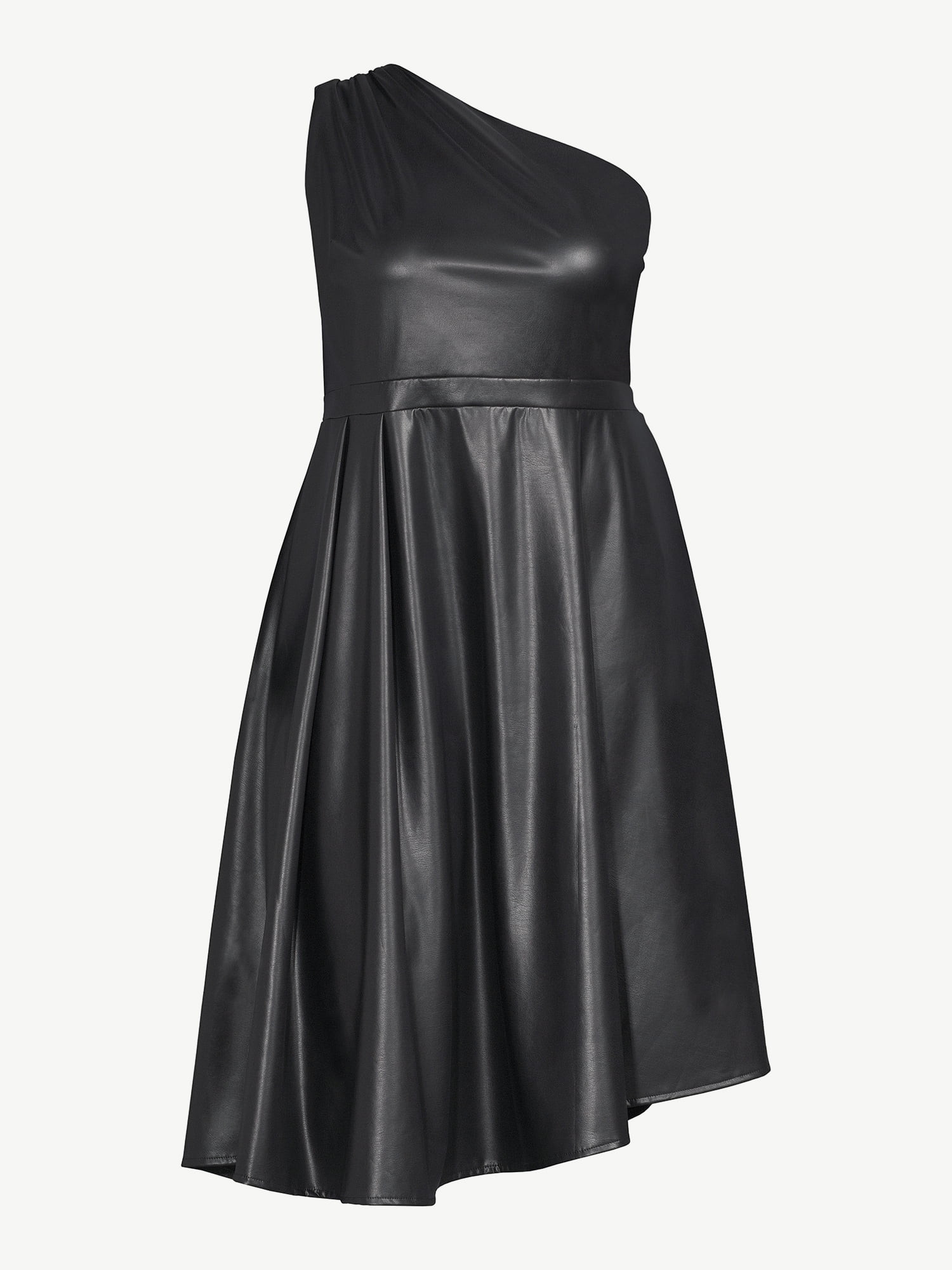 Sofia Jeans by Sofia Vergara Women's Plus Size One Shoulder Faux Leather Dress - Walmart.com | Walmart (US)