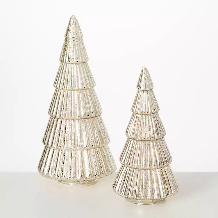Pre-Lit Gold Glass Christmas Trees, Set of 2 | Kirkland's Home