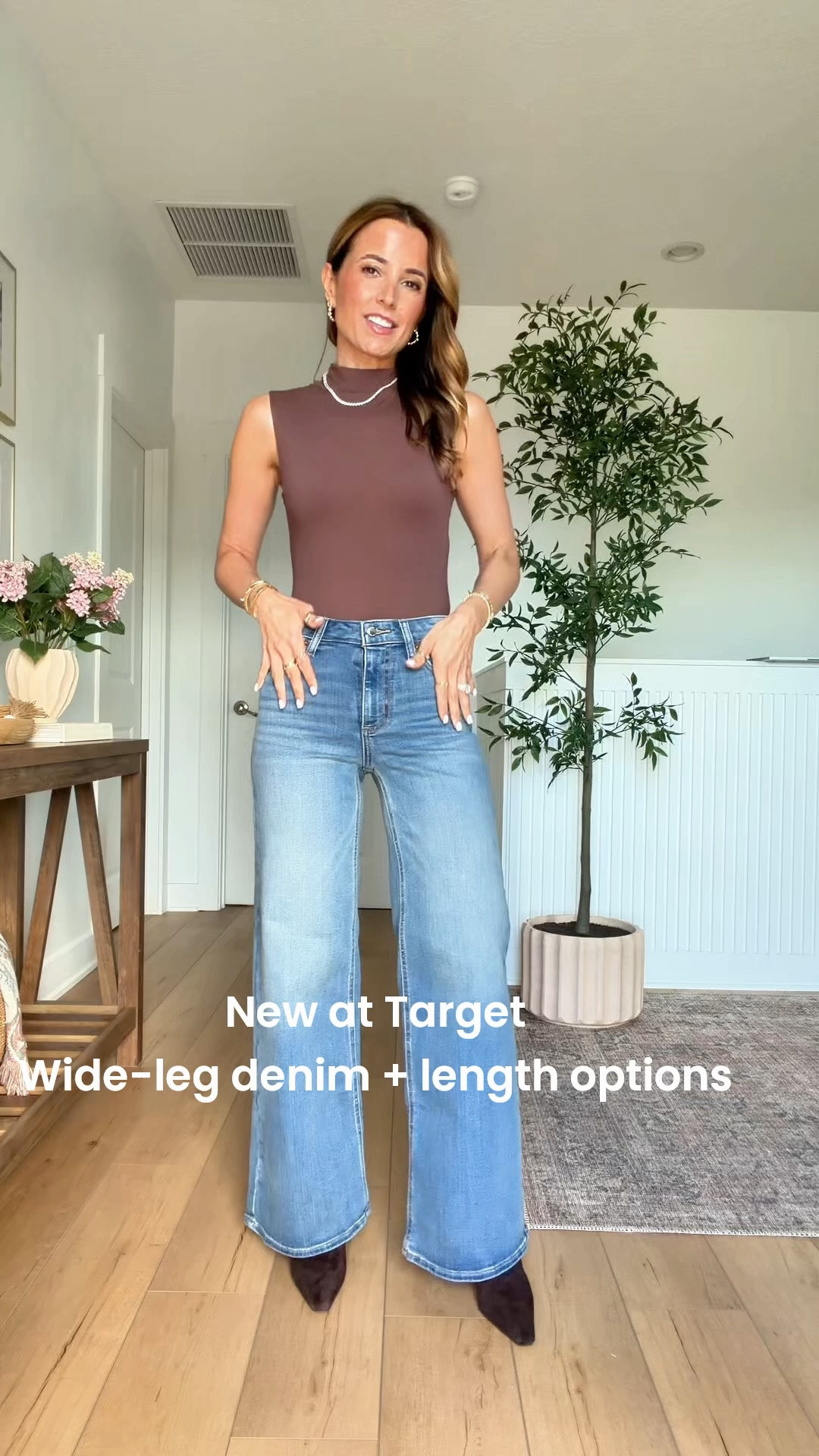 New Target arrivals. Fall style. Summer outfit. Summer style. Elevated casual outfit. Date night outfit. Wide leg jeans in 00 short. Bodysuit in XS. 
#LTKootd #LTKTravel #LTKWorkwear