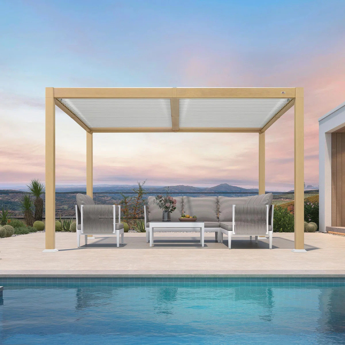 Purple Leaf Outdoor Aluminum Louvered Pergola with Adjustable Roof for Patio Deck and Garden | Wayfair North America