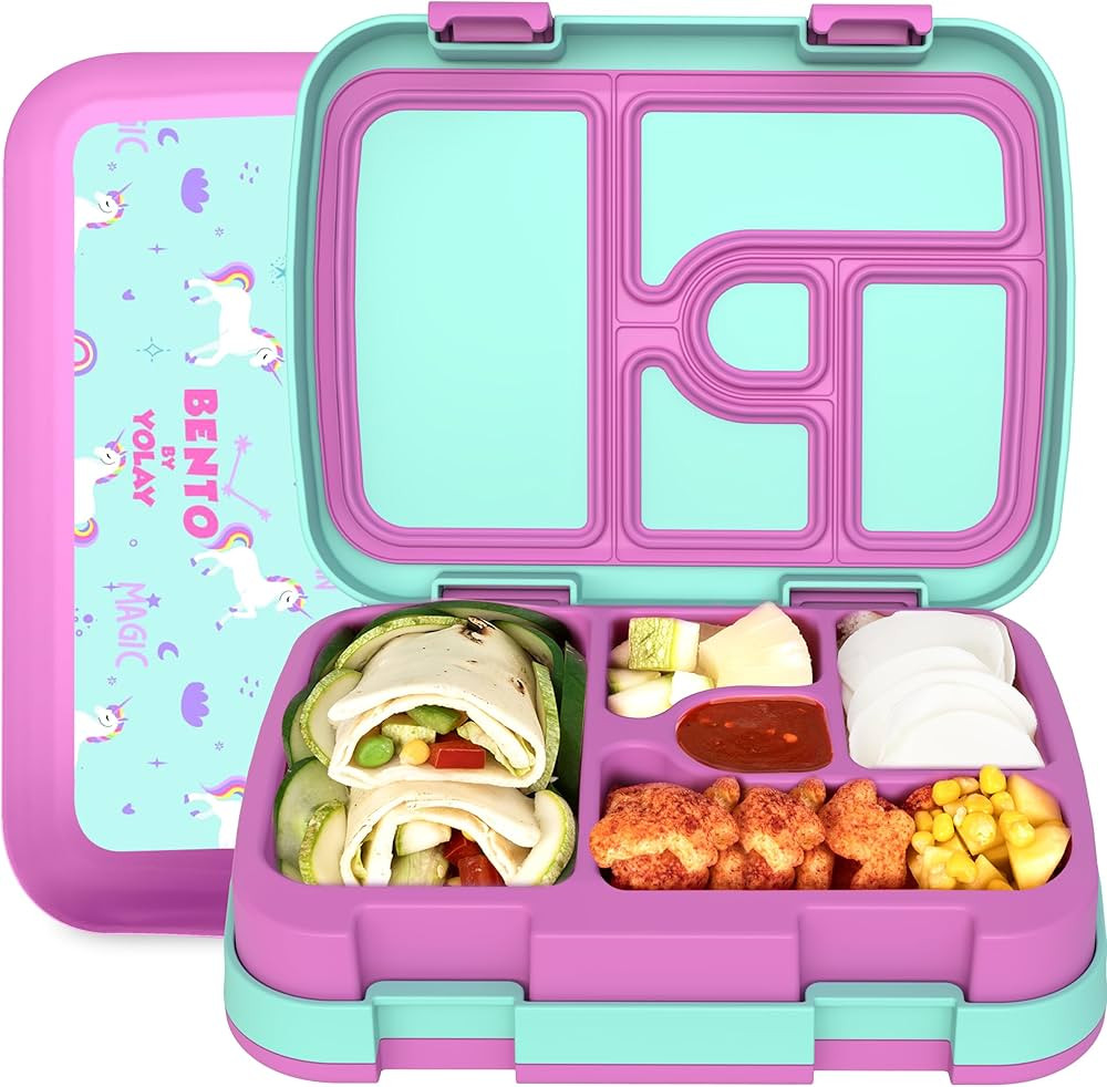 YOLAY Bento Box for Kids Lunch Box Leak-Proof, 5-Compartment Lunch Box Kids for Ages 3-10, Durabl... | Amazon (US)