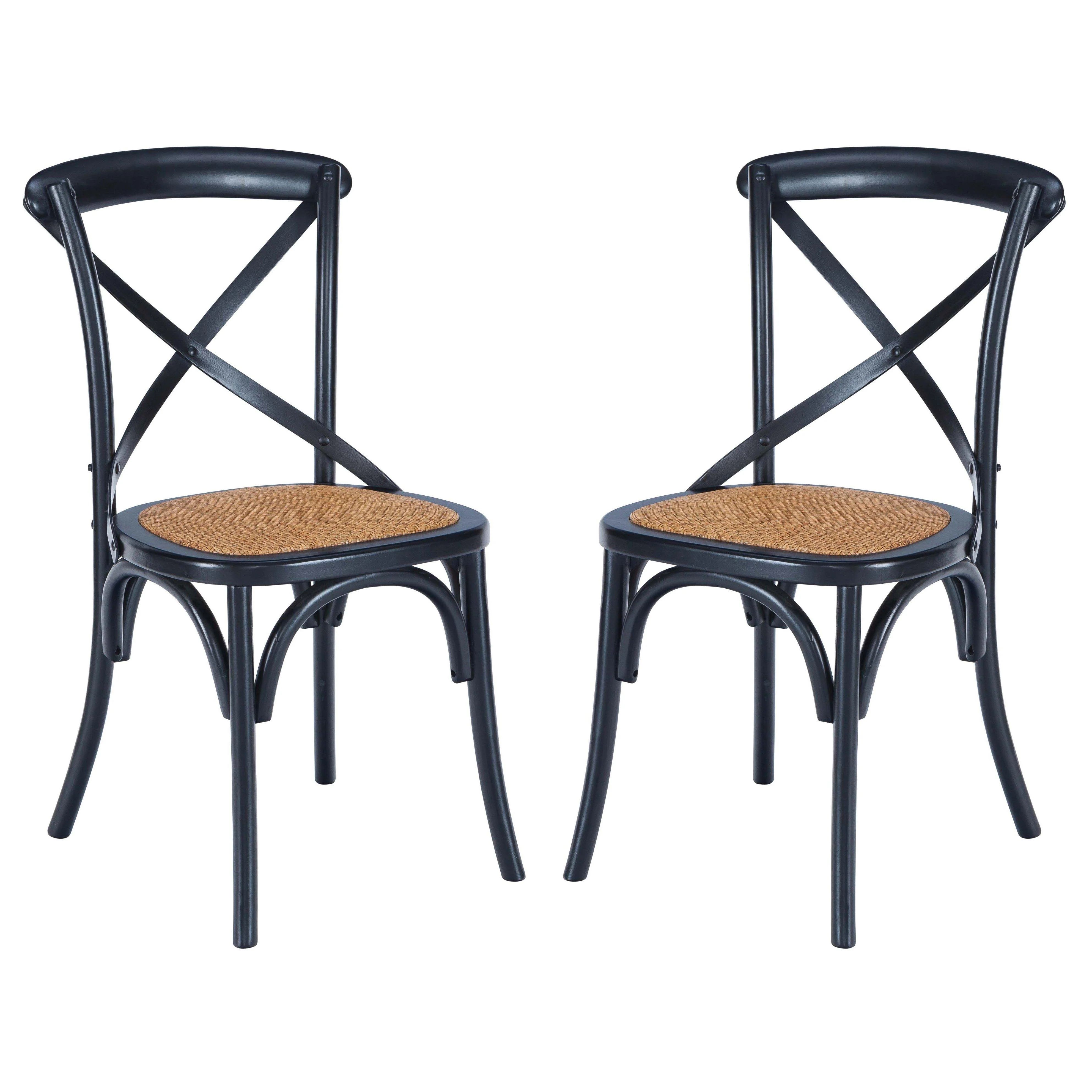 Poly and Bark Cafton Crossback Chair in Black (Set of 2) | Walmart (US)