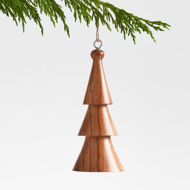 Carved Wood Tree Christmas Tree Ornament + Reviews | Crate & Barrel | Crate & Barrel