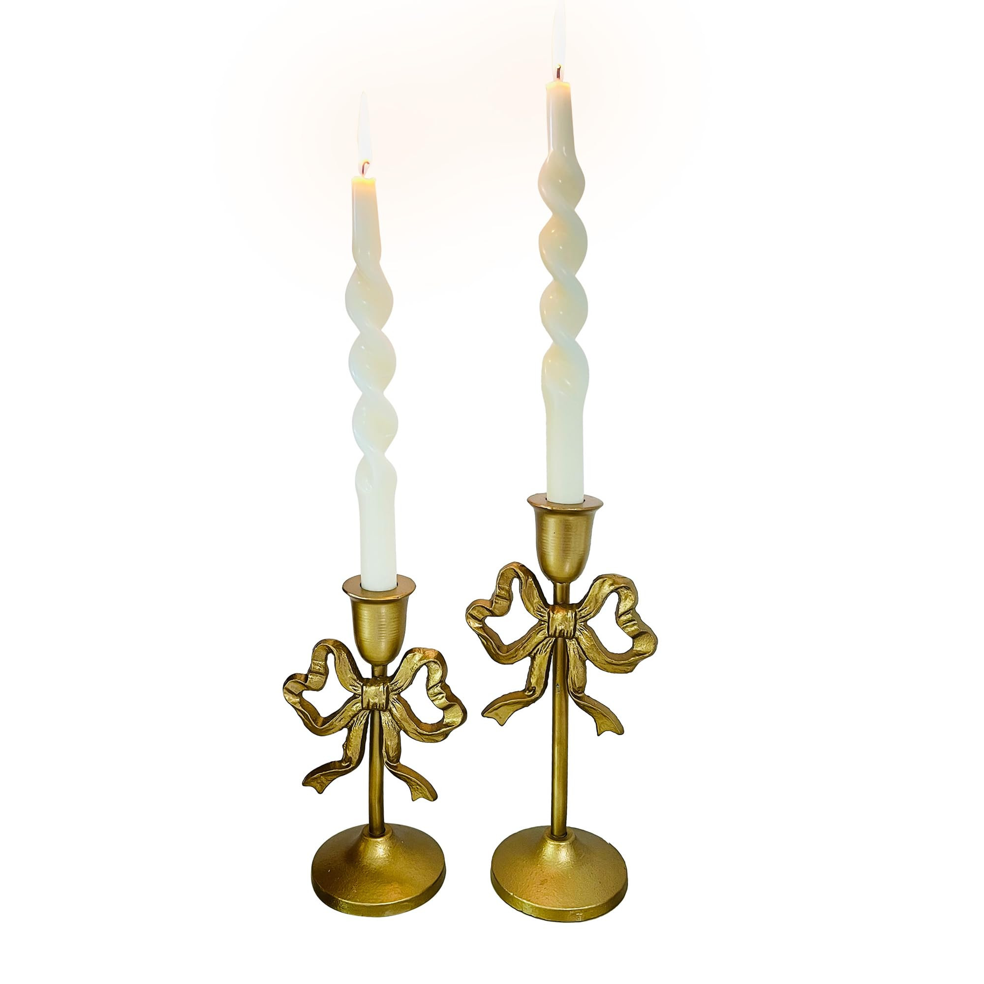 Gold Bow-Knot Iron Taper Candle Holder,Pillar Candle Holders Decorative Candlestick Holder for Ho... | Amazon (US)