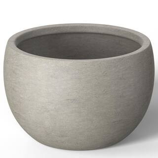 12.5 in. Small Light Gray(Enhanced Interior) Concrete Round Planter / Pot with Drainage Holes | The Home Depot
