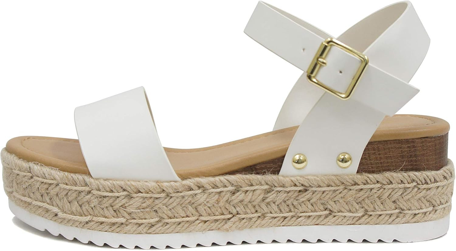 Soda CLIP ~ Women Open Toe Ankle Strap Platform Espadrille Sandal | Amazon (US)