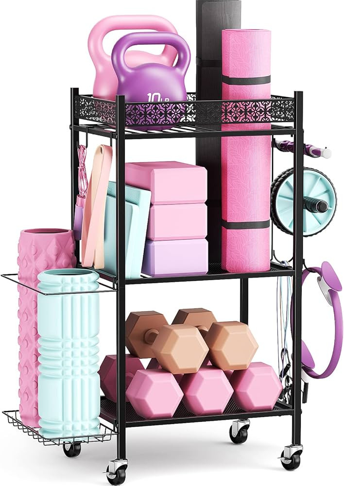 Yoga Mat Storage Rack, Home Gym Storage Rack, VOPEAK Workout Storage for Yoga Mat, Foam Roller, E... | Amazon (US)