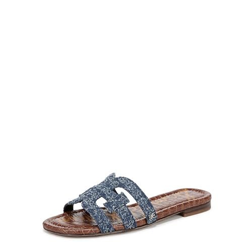 Sam Edelman Women's Bay Flat Sandal, Navy Distressed Denim, 7.5 | Amazon (US)