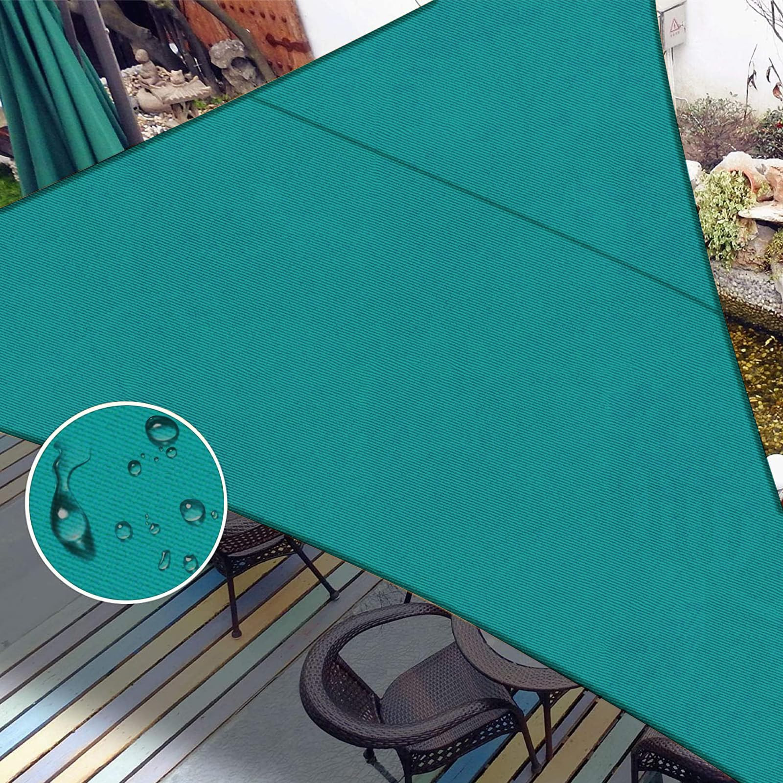 LOVE STORY Waterproof 10'x10'x14' Triangle Turquoise Blue Sun Shade Sail Cannoy UV Resistant for ... | Amazon (US)