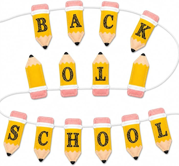 Lounsweer Pencil Garland Felt Banner for Back to School Decorations First Day of School's Decorat... | Amazon (US)