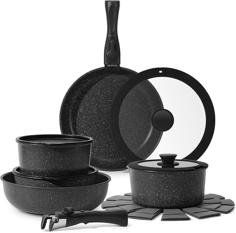 15Pcs Pots and Pans Set Non Stick, Cookware Sets with Detachable Handle, Nonstick RV Kitchen Cook... | Amazon (US)