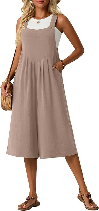 Rompers for Women Summer Casual Jumpers Boho Short Bib Jumpsuits Overalls with Pockets Beach Vaca... | Amazon (US)