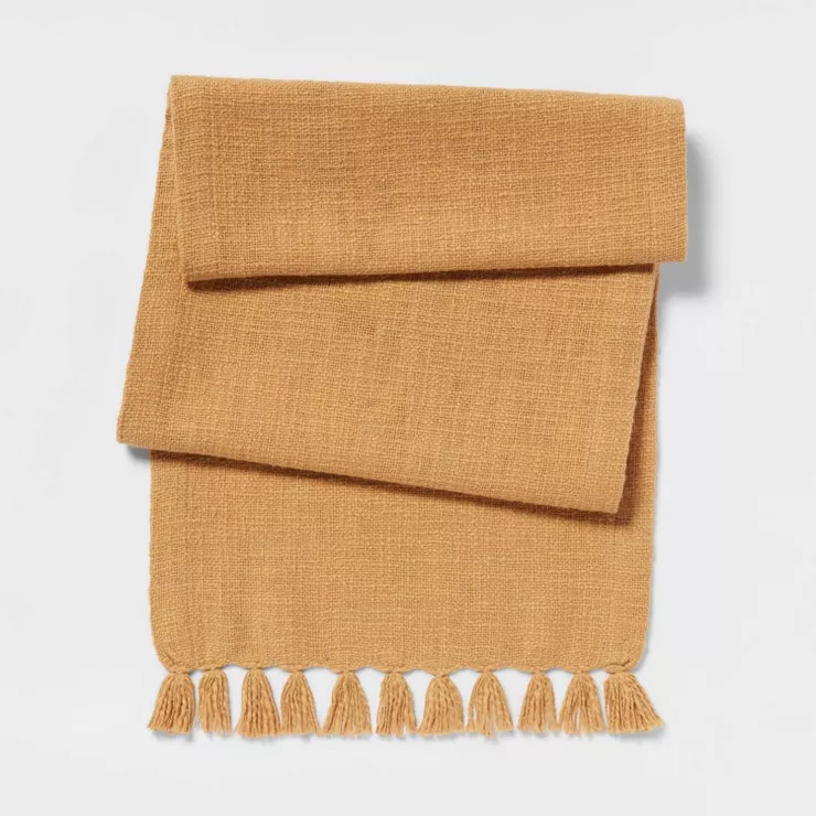 72" x 14" Cotton Textured Table Runner Gold - Threshold™ | Target