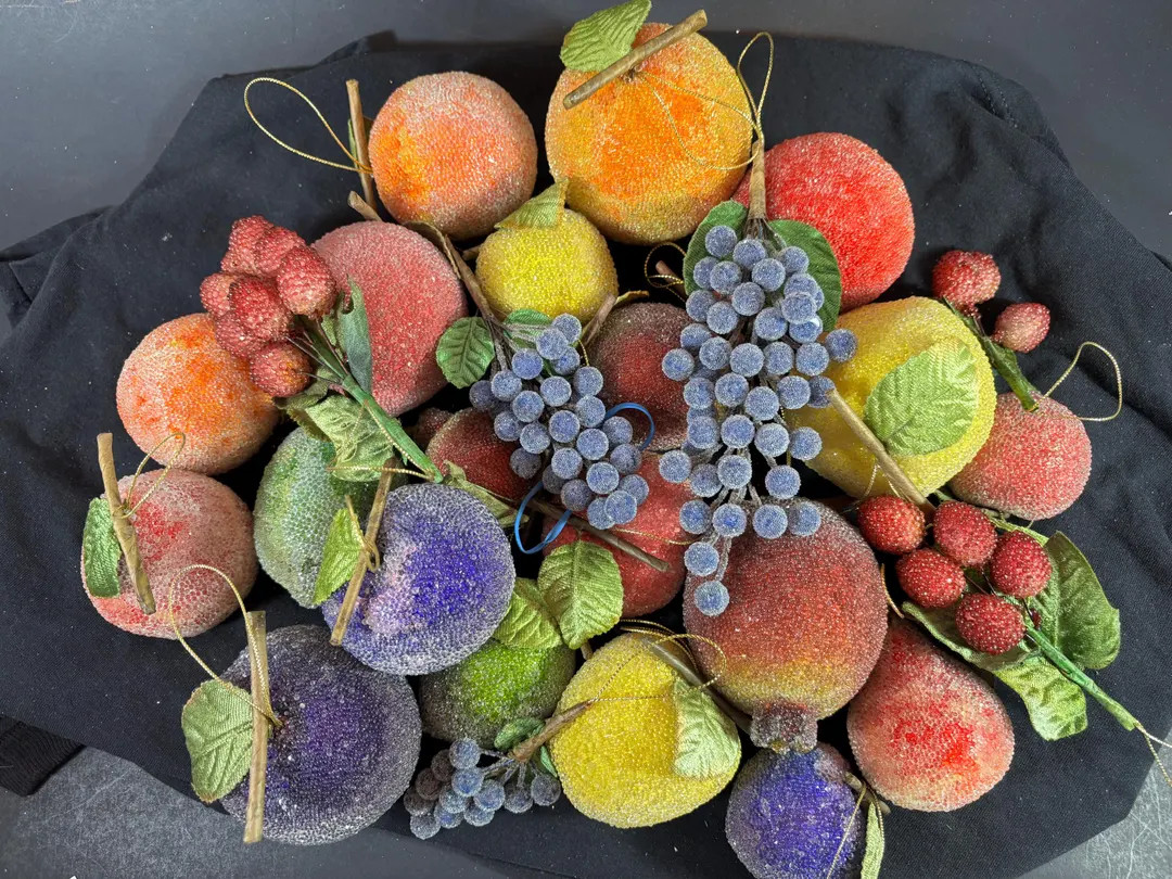 Sugar Beaded Faux Fruit Pomegranates Grapes Apples Pears Oranges Plums Limes Excellent Vintage Co... | Etsy (US)