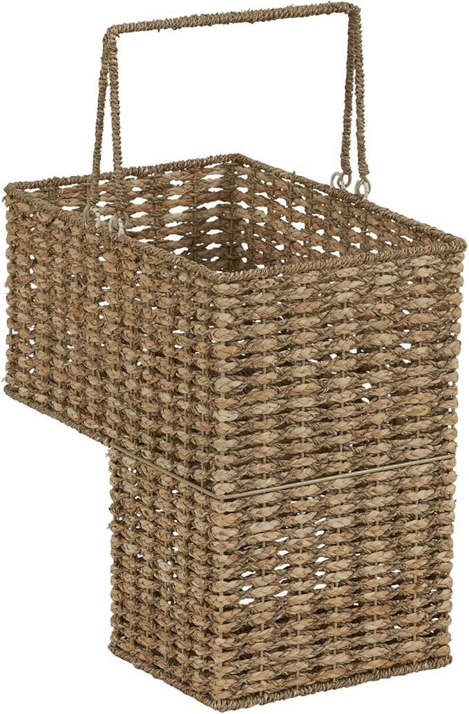 Household Essentials Wicker Stair Basket, Wicker Step Organizer with Handles, Use to Collect and ... | Amazon (US)