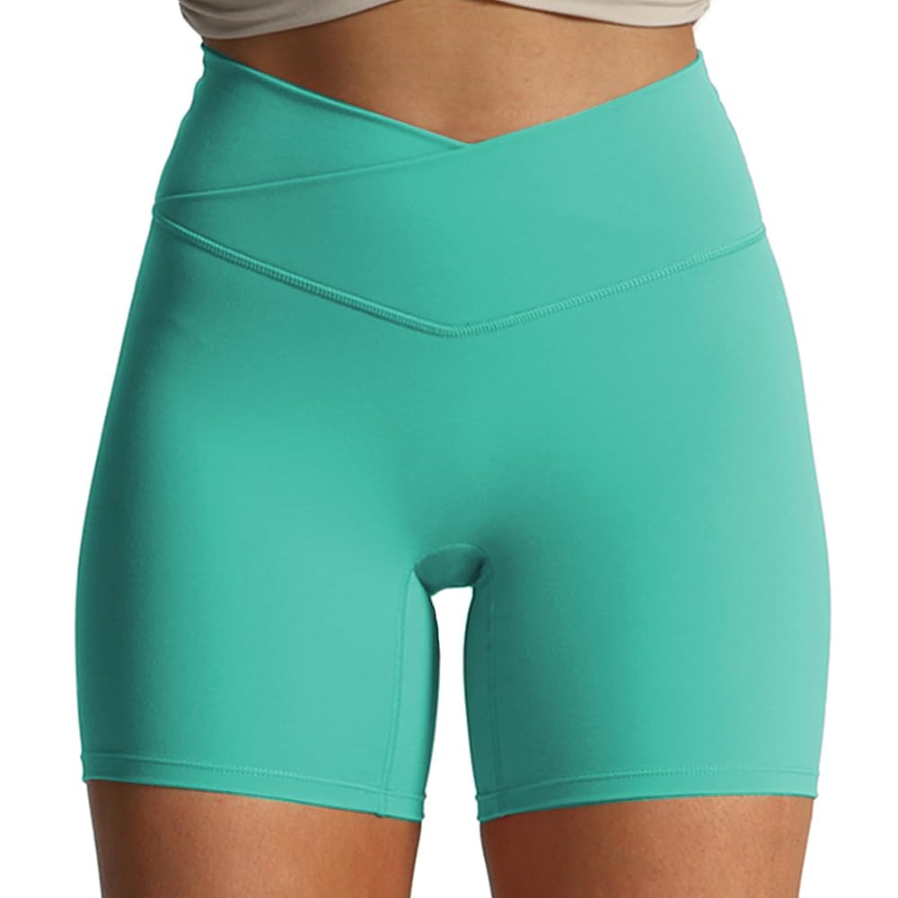 Aoxjox Trinity Workout Biker Shorts for Women Cross-Waist Crossover High Waisted Tummy Control At... | Amazon (US)