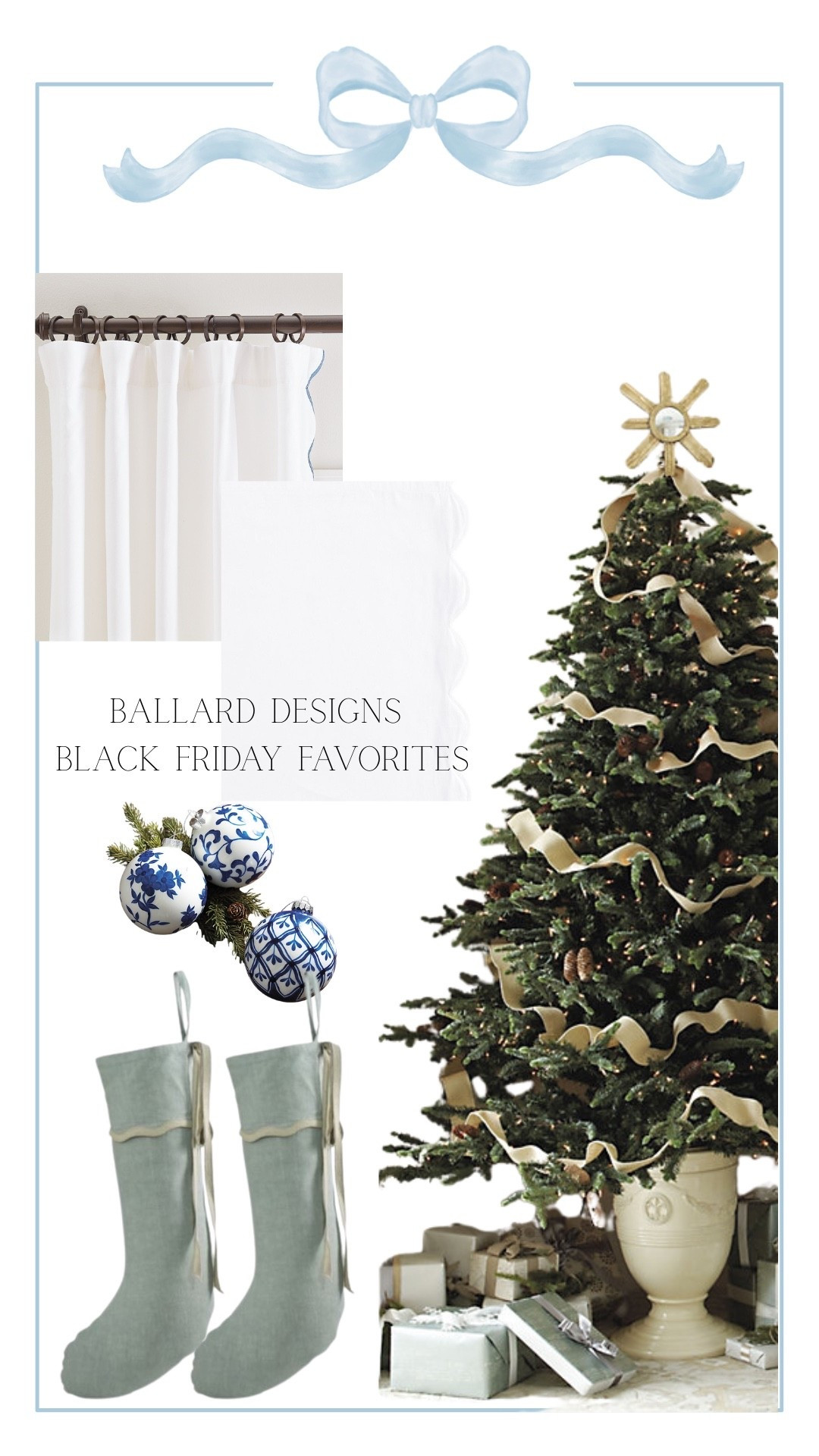 Great deals and also FREE SHIPPING which you always want to jump on since Ballard has high shipping rates. I love our blue Emma drapes and got the white for our dining area! this christmas tree urn is genius and so pretty and $100 off!