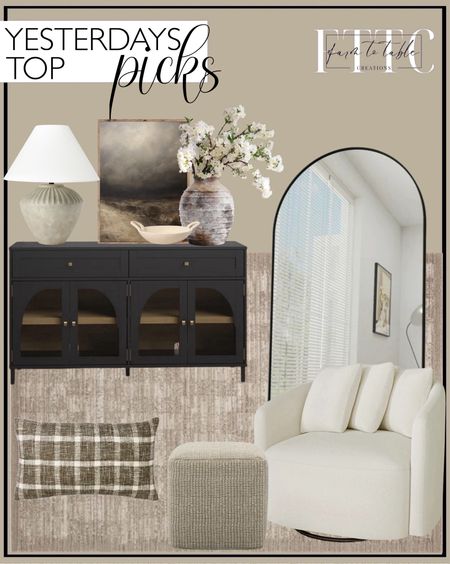 Yesterday’s Top Picks. Follow @farmtotablecreations on Instagram for more inspiration.

 Vick 56'' Sideboard. Loloi Performance Sand Rug. Beautiful Drew Chair by Drew Barrymore, Cream. Moody Dark Tone Abstract Canvas Printed Sign. 37" Artificial Cherry Blossom Branch in Cream White, Faux Spring Flowers, DIY Centerpiece. Peasely Upholstered Pouf. Ceramic Table Lamp Tan - Threshold designed with Studio McGee. Artisan Handcrafted Terracotta Vases. Antique Finish Ceramic Bowl - Threshold designed with Studio McGee. Woven Plaid with Faux Leather Zipper Lumbar Throw Pillow Brown. 

Loloi Rugs | Chris Loves Julia | console table | console table styling | faux stems | entryway space | home decor finds | neutral decor | entryway decor | cozy home | affordable decor |  | home decor | home inspiration | spring stems | spring console | spring vignette | spring decor | spring decorations | console styling | entryway rug | cozy moody home | moody decor | neutral home




#LTKHome #LTKFindsUnder50 #LTKSaleAlert