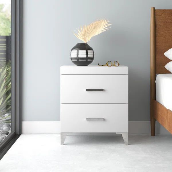 Adarryll 2 - Drawer Nightstand in White | Wayfair Professional