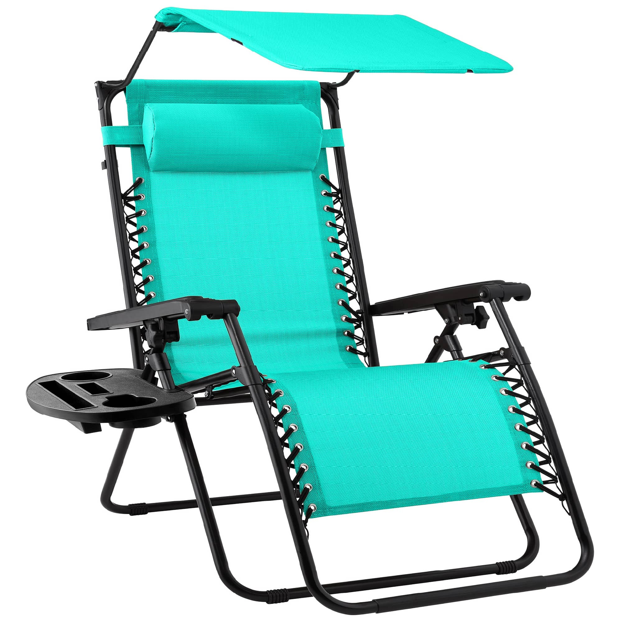 Best Choice Products Folding Zero Gravity Recliner Patio Lounge Chair w/ Canopy Shade Headrest Tray - Mint | SKY6657 | Lowe's