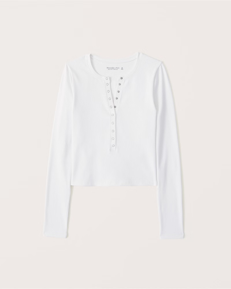 Women's Long-Sleeve Seamless Rib Fabric Henley | Women's Tops | Abercrombie.com | Abercrombie & Fitch (US)